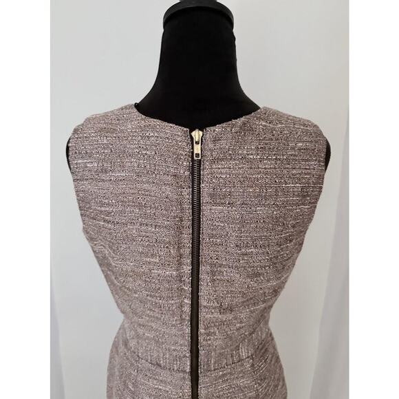 Worthington Dress Women's 8 Brown Pink Tweed Sheath Sleeveless Exposed Back Zip - Picture 14 of 16